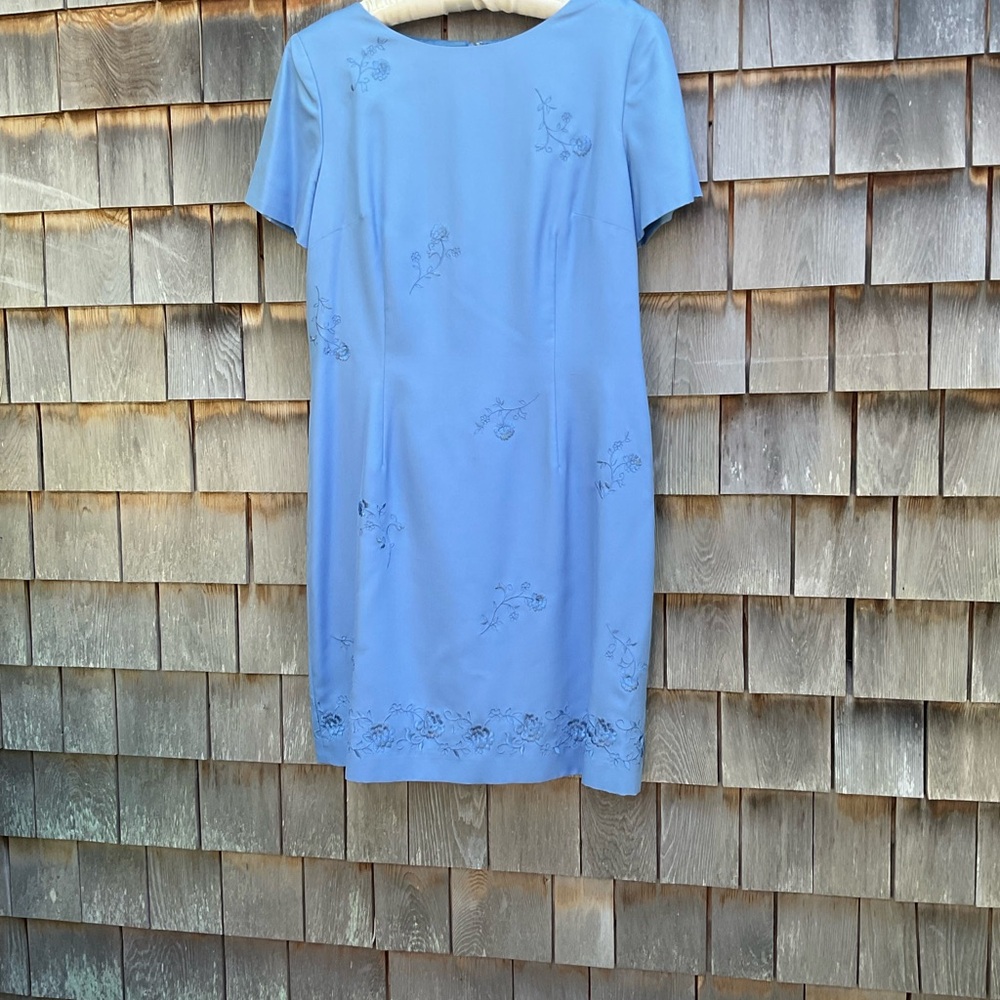 Talbots Elegant Blue Floral Dress